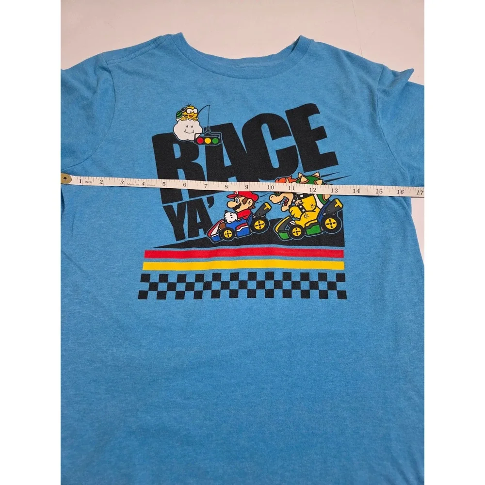 Nintendo Mario Kart Race Ya Boys Blue Graphic short sleeve T-Shirt Kids Large